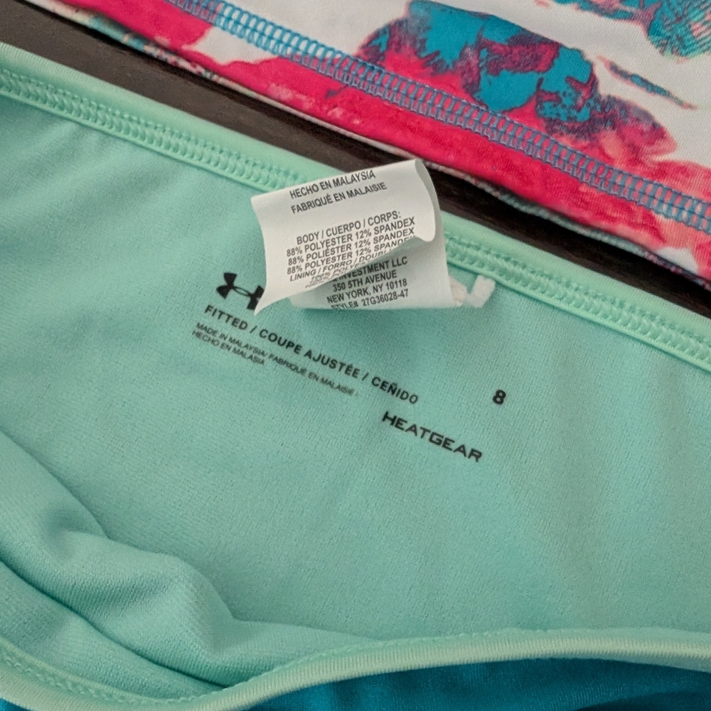 sz:8 Nwot Under Armour Girls' Helios rashguard Swim Set - Picture 4 of 8
